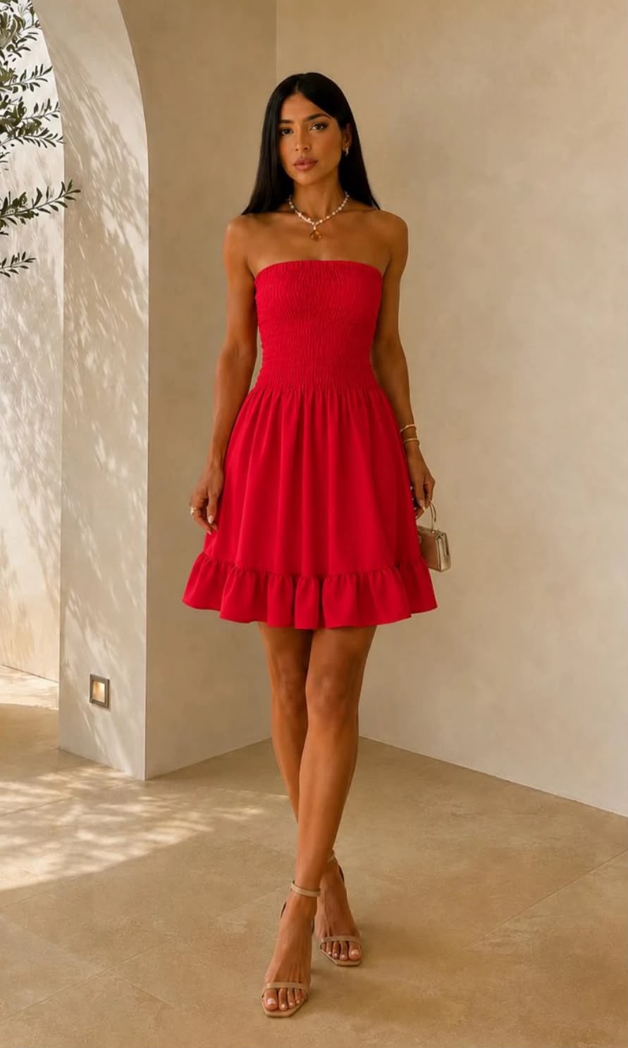 Vestido tomara que caia vermelho
