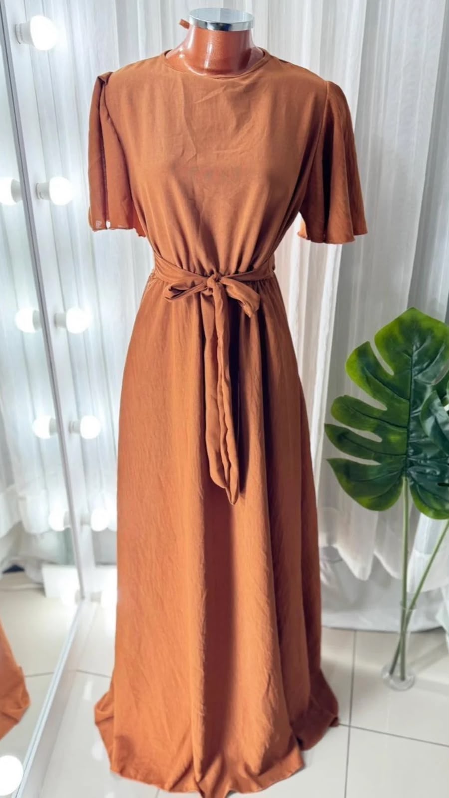 Vestido longo terracota